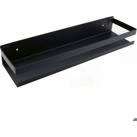 Étagère Murale - 40 cm - Acier Peint Noir Mat - Pour Salle De Bain Cuisine Douche - 1 Pièce (1/4)