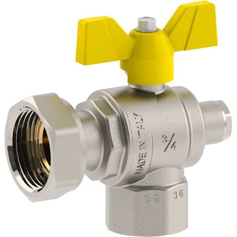VALVOLA A SFERA GAS F/F A SQUADRO CON PRESA PRESSIONE DADO GIR. E FARFALLA FIV 1""F x 1""1/4G - DN25