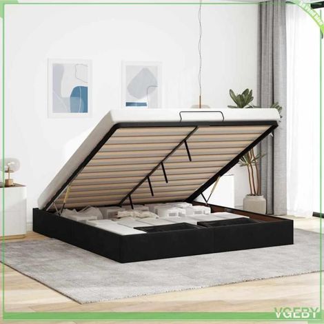 Cadre de lit ottoman - 3310981 - Velours noir - 180 x 200 cm - Rangement hydraulique (1/5)