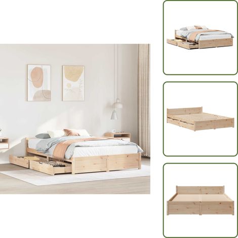 Cadre de lit sans matelas 135x190 cm bois de pin massif - Cadre De Lit - Cadres De Lit - Sommier - Meuble De Chambre À Coucher