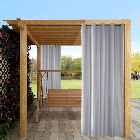 Rideaux Imperméable d'extérieur, Rideau Résistant à la Décoloration Rideau Occultants avec Oeillet pour Porche Avant, Pergola, Cabanon, Gazebo (137 x 244cm, Gris Clair) (1/5)