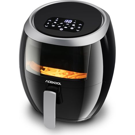 Friteuse à air XXL 8L noire 1800W tactile 8 programmes hublot sans BPA prise EU (1/5)