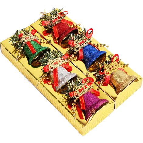 Campanas Navidenas En Maceta - Pack De 6 Unidades - Plastico - Decoracion Para Arbol Navideno Fiesta Familiar Y Exterior (1/5)