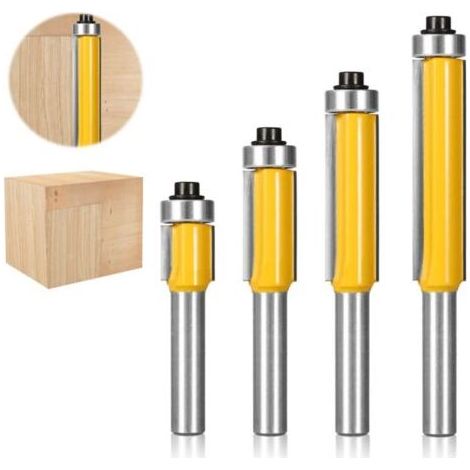 4 Pcs 8mm Tige Fraise a Copier, Fraise Defonceuse avec Roulement Supérieur, Fraisage de Menuiserie, Per Menuiserie Bricolage de Coupe Garniture Affleurante (4) (1/5)