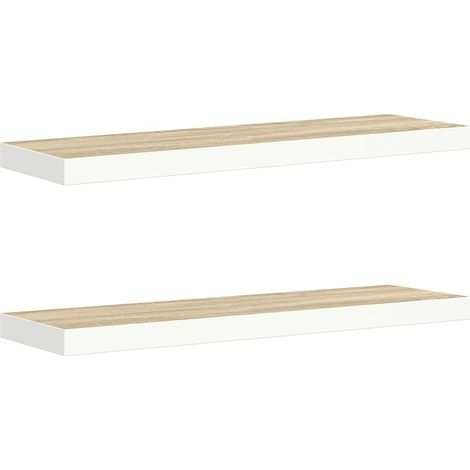 Maison Exclusive - Schweberegale 2 Stk. Eiche und Weiß 90x23,5x3,