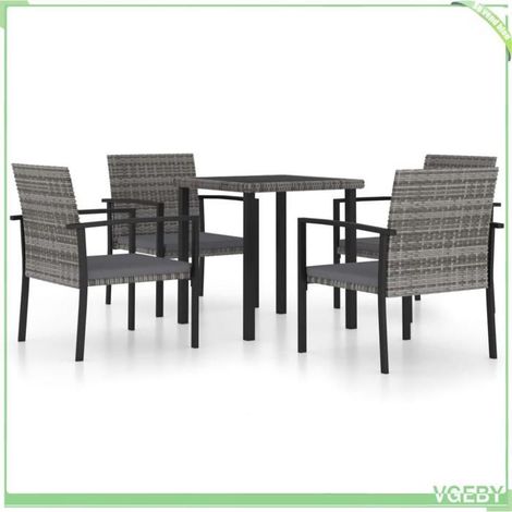 Ensemble à manger de jardin - FAFEICY - 3065712 - Résine tressée résistante aux intempéries - Table carrée 70x70 cm - 4 places (1/5)