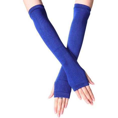 Schlichte, fingerlose, lange Manschetten – blau [30 cm] Einheitsgröße