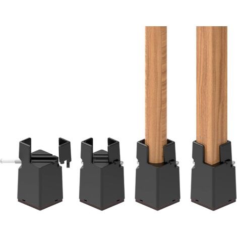 QORVA-Réhausseurs de meubles noirs réglables de 7,5 cm avec clip pour pieds de lit, table, canapé et bureau. Robustes pour pieds de chaise de 2 à 4 cm. (1/5)