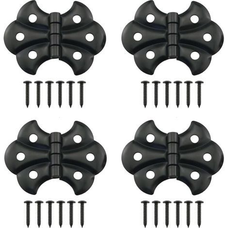 Hochleistungs-Scharniere für Zäune – geeignet für diverse Türen, Schränke, Kisten usw. – 4er-Pack, schwarz, 8 x 2,4 cm (1/5)