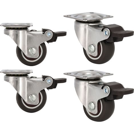 Lot de 4 roulettes universelles silencieuses en TPR, pivotantes à 360°, pour meubles et chaises de maison. Roulettes de direction de 38 pouces avec frein. (1/5)