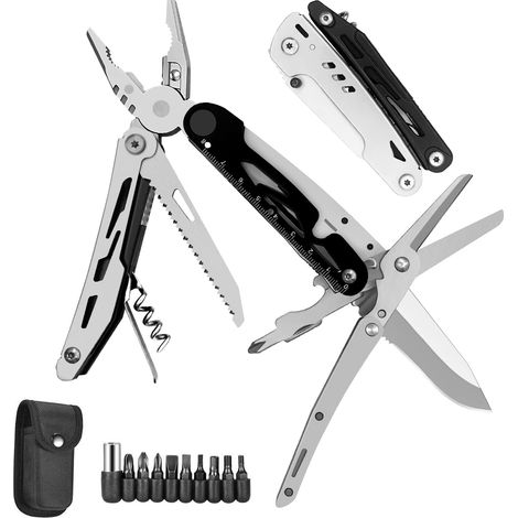 Multiutensile 12 in 1, multiutensile in acciaio inossidabile, forbici pieghevoli rimovibili, multiutensile da campeggio, con fodero in nylon (1/5)