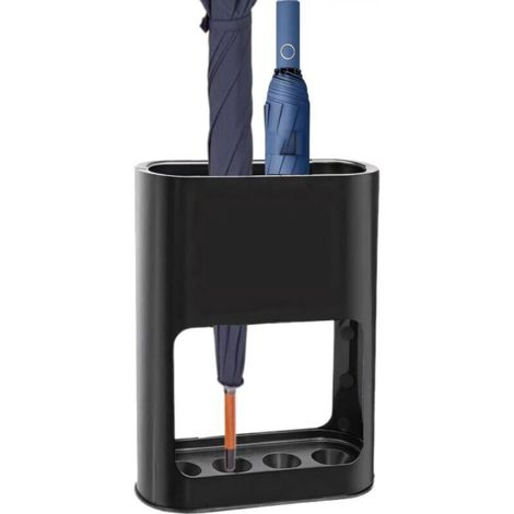 Umbrella Stand, Freestanding Umbrella Stand, Umbrella Stand with Removable Drip Tray, 22 x 9 x 28 cm (Black) (1/5)