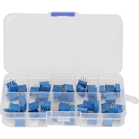 50 Stück blaue variable Widerstände (10 Werte) – Trimmerpotentiometer-Sortiment – Elektronisches Bauteil – 3296 W (1/5)