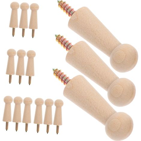 15 crochets muraux bois, kaki, pour salle de bain, à visser (1/5)