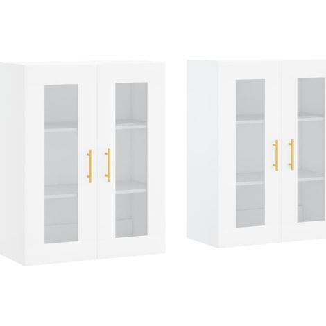 2 pcs Buffet,Bahut, Armoires murales blanc bois d'ingénierie CFW19326 (1/5)