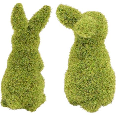 2 Stück Beflockte Hasenfiguren Osterdekoration aus Flocking