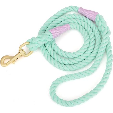 Laisse en corde pour chien, corde tressée de traction multicolore en coton pour chiens de taille moyenne et grande