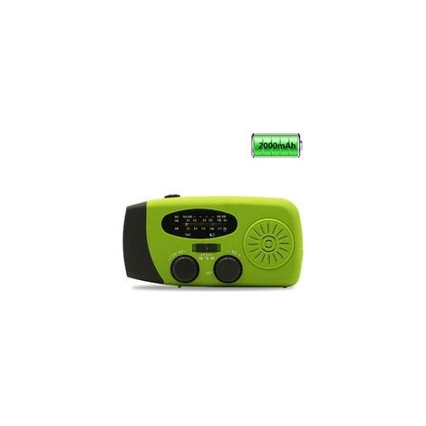 Radio meteorológica de emergencia con energía solar, autónoma, AM/FM/WB, linterna LED, compatible con iPhone y teléfonos inteligentes (verde). (1/5)