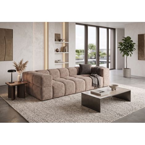 Divano bubble VALLEY 3 posti con funzione letto – beige bouclé di lusso, design moderno, massimo comfort (1/5)