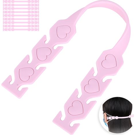 Lot de 10 pinces à oreilles et protège-bouche en silicone avec boucle réglable, rose (1/5)
