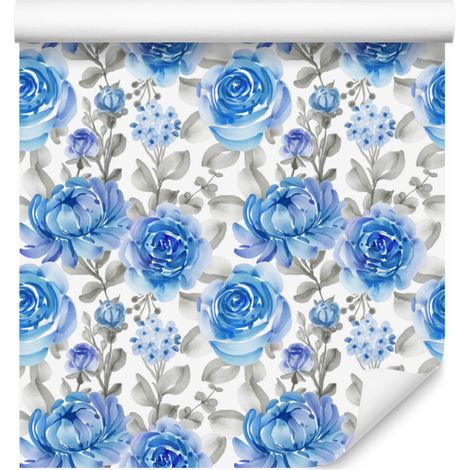 Papier peint Roses bleues azur 50x1000 cm (1/5)