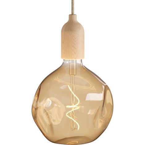 creative cables - Lampada a sospensione Made in Italy completa di cavo tessile e finiture in legno
