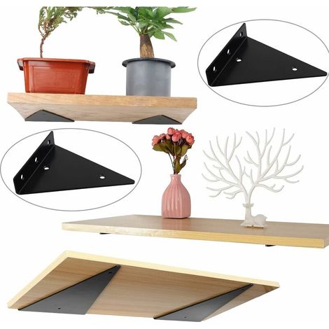 Support étagère mural blanc de 35 cm lot de 2 fixations triangulaires
