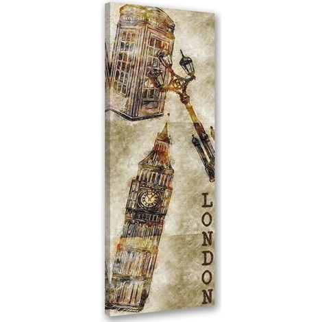 Tableau sur toile Londres Big Ben Rétro Vintage 30x90 (1/5)