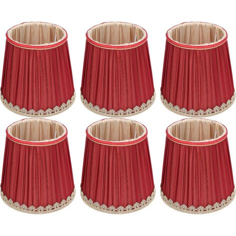 Abat Jour Tissu Rouge Vin Bord Doré Pour Lustre Table E14 Applique Murale