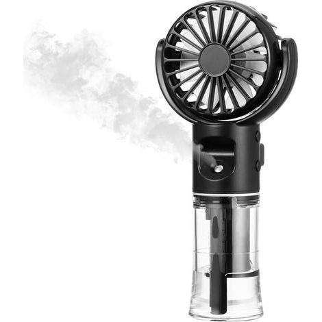 Ventilateur Brumisateur Portable. Mini Ventilateur Portable Rechargeable. Ventilateur Portable à 4 Vitesses. USB Ventilo Portable. Voyage Accessoires pour Extérieur Bureau Camping (Noir) (1/4)