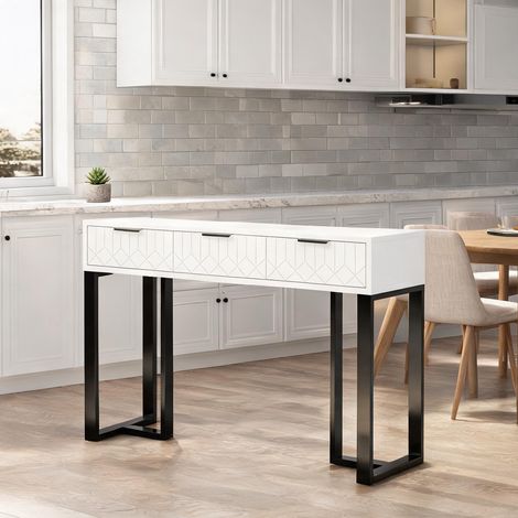 Table basse coloris noir blanc en MDF 120 x 36 x 80 cm (1/5)