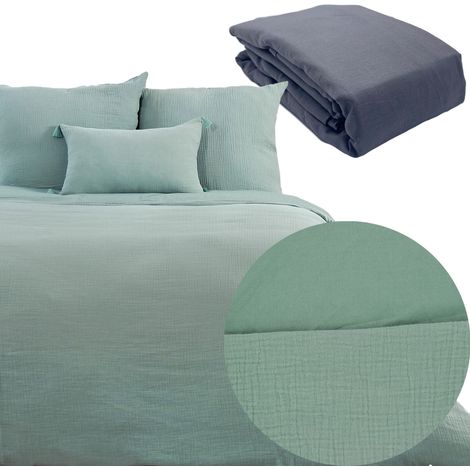 Parure 260x240 gaze coton AMANDE + DH OBIO anthracite 140x200 (1/4)
