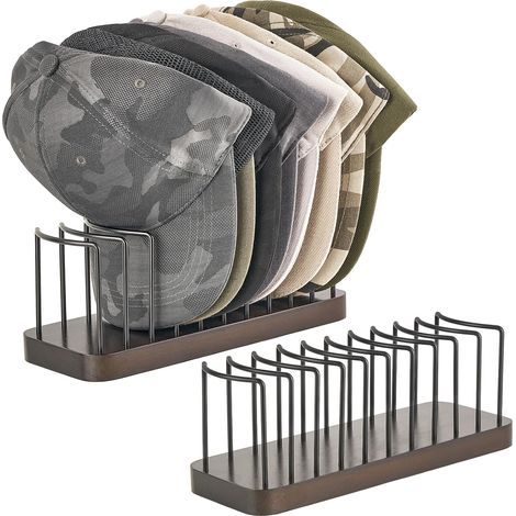 Lot de 2 organiseurs de chapeaux pour casquettes de baseball, support pour 10 casquettes de baseball, support de rangement pour chapeaux de baseball, organisateur de casquettes-Chrom (1/5)