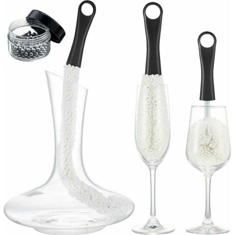 Ensemble de brosses de nettoyage multi-usages pour verres à vin - comprend une brosse à long manche et des perles de nettoyage pour verres à vin, flûtes à champagne et verres à pied (1/5)