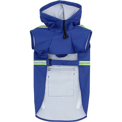 Imperméable pour chien, poncho, veste imperméable pour animaux de compagnie, veste de pluie pour chien et chat à capuche avec bande réfléchissante (1/5)