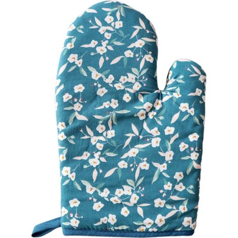 Gant De Protection Pour Four Et Casserole - Tissu Isolant Thermique - Motif Fleur Vert - Forme Triangulaire - Lot De 4 (1/5)