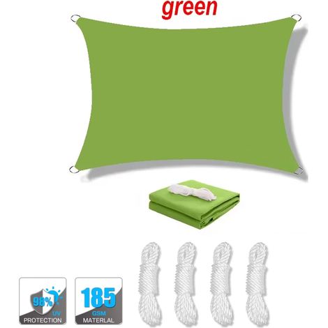 (Vert, 200x300cm) Voile d'ombrage imperméable, protection UV à 95%, haute densité, respirante, convient aux patios, piscines, etc. (1/4)