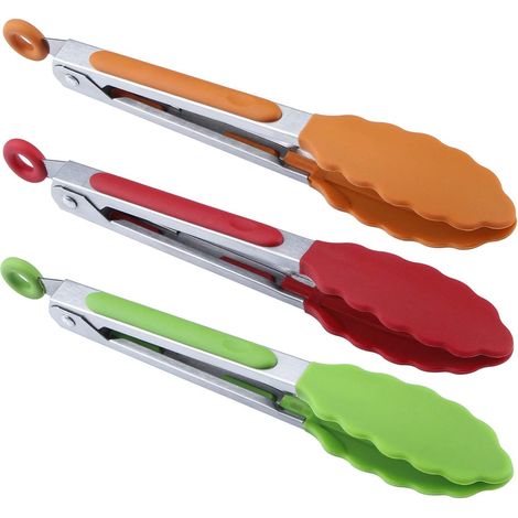 Lot de 3 Pinces à servir, 17,8 cm, Silicone alimentaire, Résistant chaleur 250°C, Cuisine barbecue (1/5)