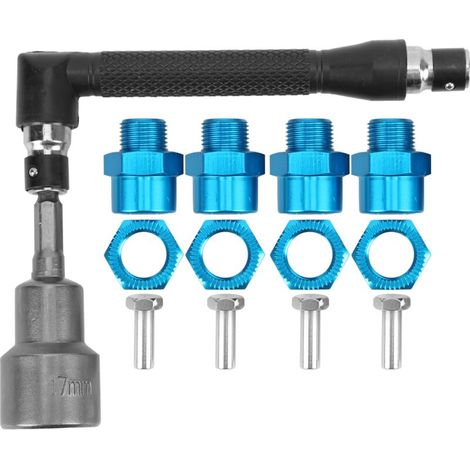SJLERST Jeu de clés à cliquet,Adaptateur de Conversion de moyeu hexagonal de roue de 12mm à 17mm, jeu de clés à douille pour voitures RC 1/10 1/8 bleu