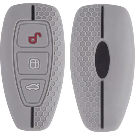 Étui en silicone gris pour clé de voiture Ford Puma, Grand C Max, Focus, Mondeo, Kuga, Fiesta, Ecosport, Transit, Kuga.,Housse de clé de voiture pou (1/5)