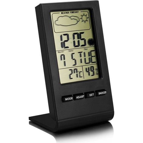 Température et humidité météo horloge électronique grand écran calendrier perpétuel noir (1/4)