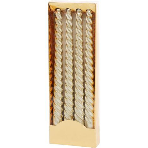 Kerze MagicHome Weihnachten, 25 cm, Packung 4 Stk., Champagner, spiralförmig, gedreht (1/4)