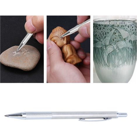 Stylo à graver Scriber, marqueur céramique, outil de découpe, pointe en acier tungstène pour métal et verre, argent (1/5)