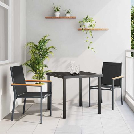 Conjunto de Comedor de Jardín 3 pcs Negro Textileno y acero vidaXL (1/5)