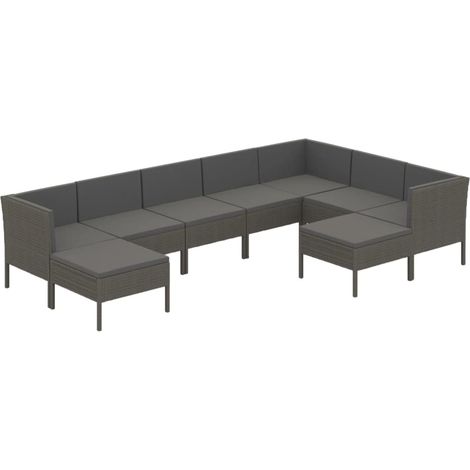 Maison Exclusive - 9-tlg. Garten-Lounge-Set mit Auflagen Poly Rat