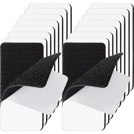 Lot de 16 bandes adhésives de 5 x 10 cm avec bande auto agrippante très résistante pour tapis, support résistant, ruban d'installation de fixation, suspension murale, tissu, canapé, industriel