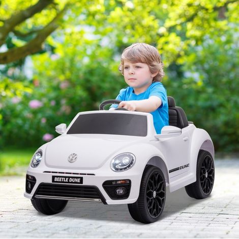 Elektrisches Kinderauto VW Käfer 97 x 56,5 x 46 cm, Fernbedienung, Musik, weiß HAVRYA (1/3)