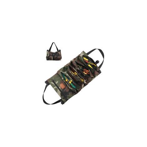 Sac à outils en toile à 5 poches zippées, rouleau pliable, camouflage jungle, sans outils –