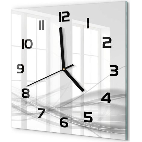 Horloge Murale Carrée Déco Salon Verre Trempé Silencieuse Design Contemporain Abstraction de vague 30x30 cm (1/5)