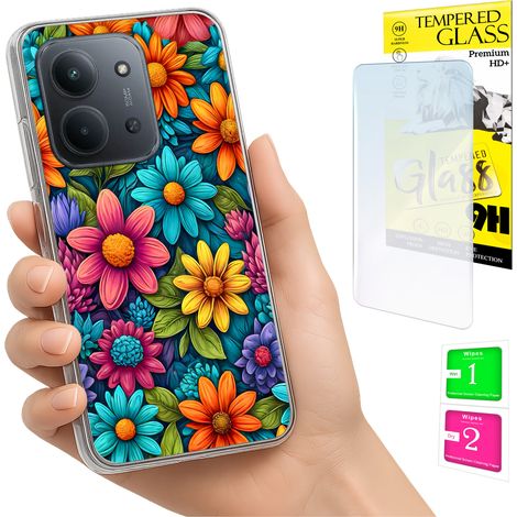 Funda para Xiaomi Redmi 15C 5G 173mm / Poco C85 con diseño floral y cristal 9H. (1/5)